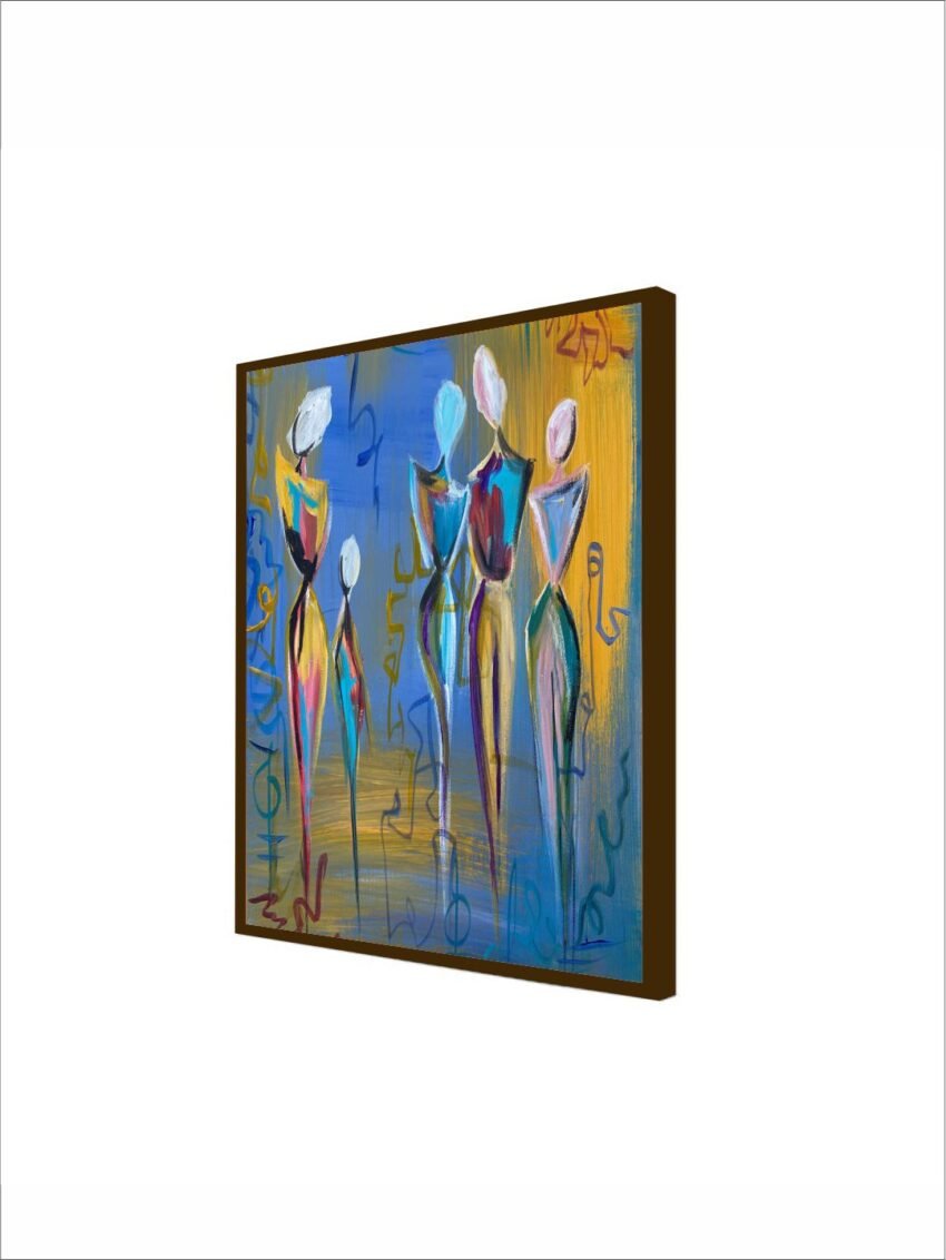 Artsense Painting for wall decoration Abstract wall painting for living- Blue Handmade style painting for home decoration with frame-Multicolor/20x20 inches/(50x50 cm)