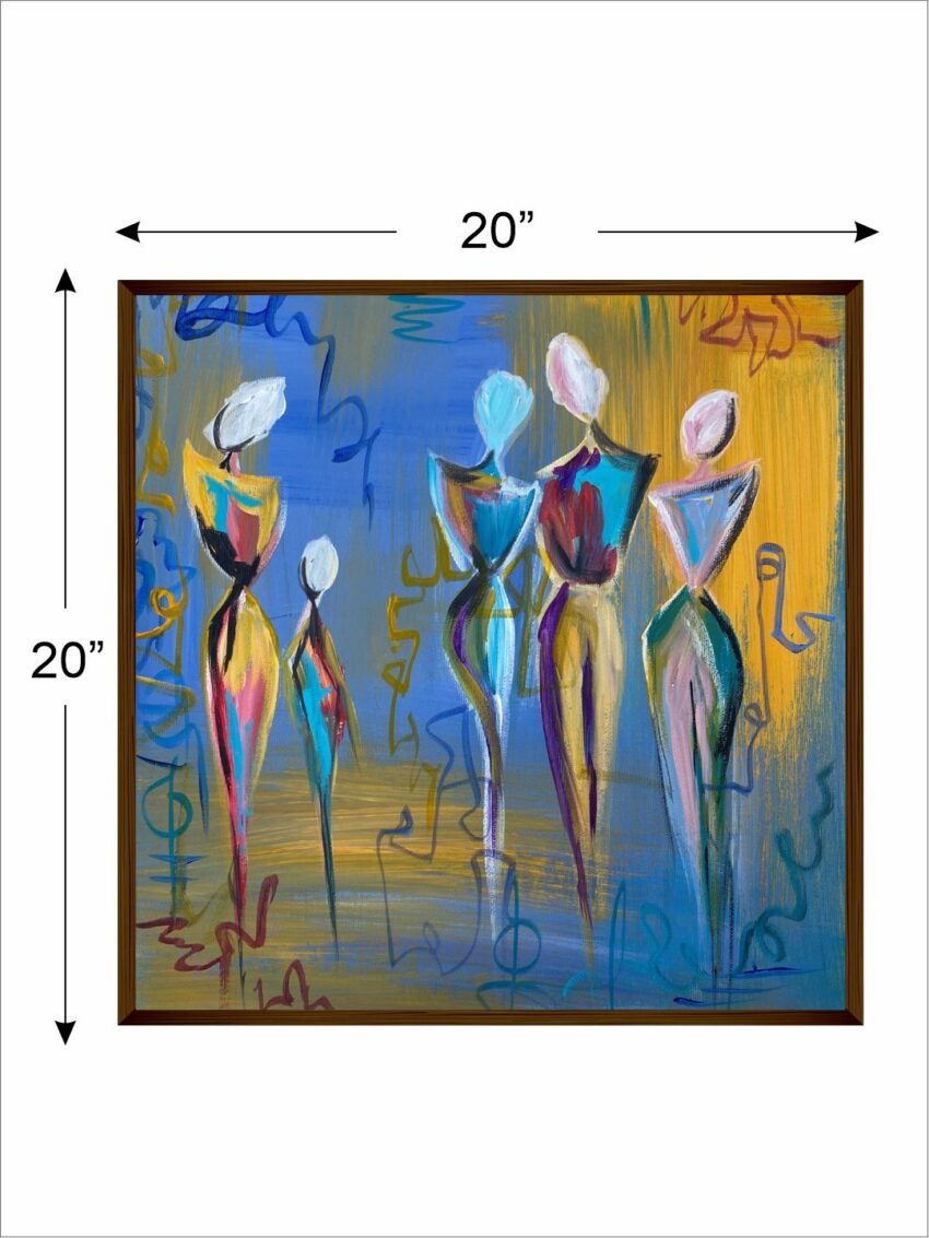 Artsense Painting for wall decoration Abstract wall painting for living- Blue Handmade style painting for home decoration with frame-Multicolor/20x20 inches/(50x50 cm)