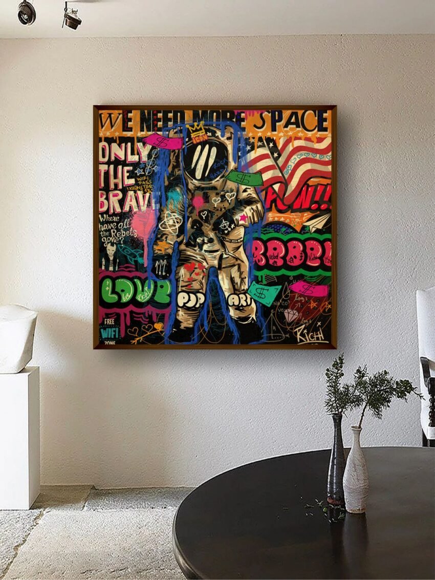 Artsense Painting for wall decoration Abstract wall painting for living- aesthetic colorful painting for home decoration with frame-Multicolor/20x20 inches/(50x50 cm)