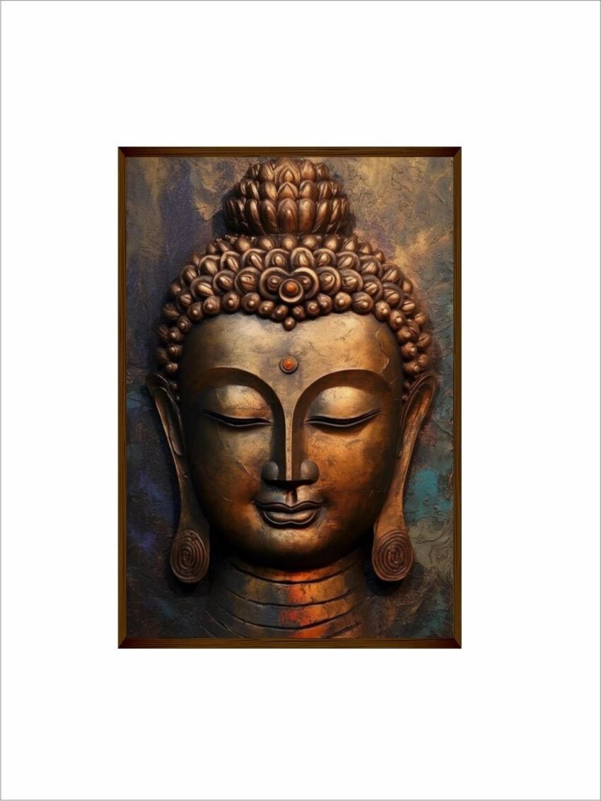 Artsense 3d look Dark Buddha lucky canvas Painting for wall decoration Abstract wall painting for living room big size painting for home decoration with frame-Multicolor -20x30 inches/(50x71cm)
