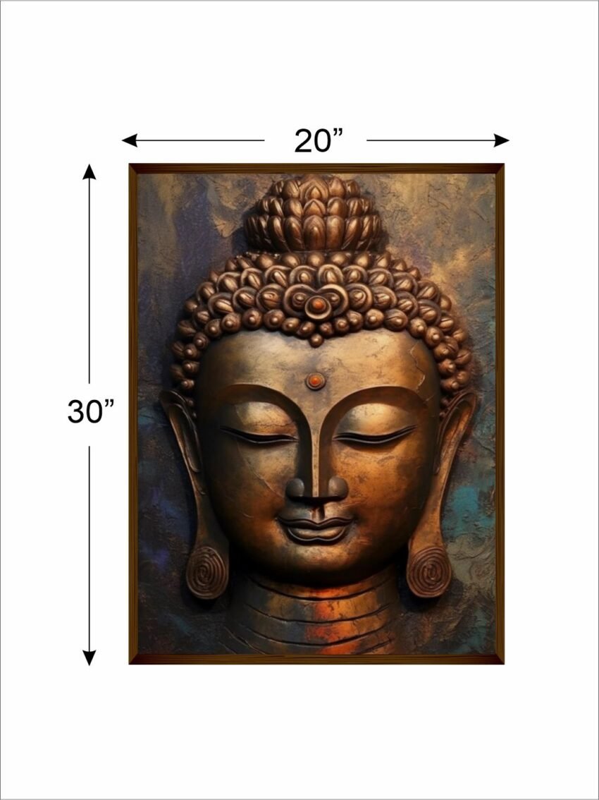 Artsense 3d look Dark Buddha lucky canvas Painting for wall decoration Abstract wall painting for living room big size painting for home decoration with frame-Multicolor -20x30 inches/(50x71cm)