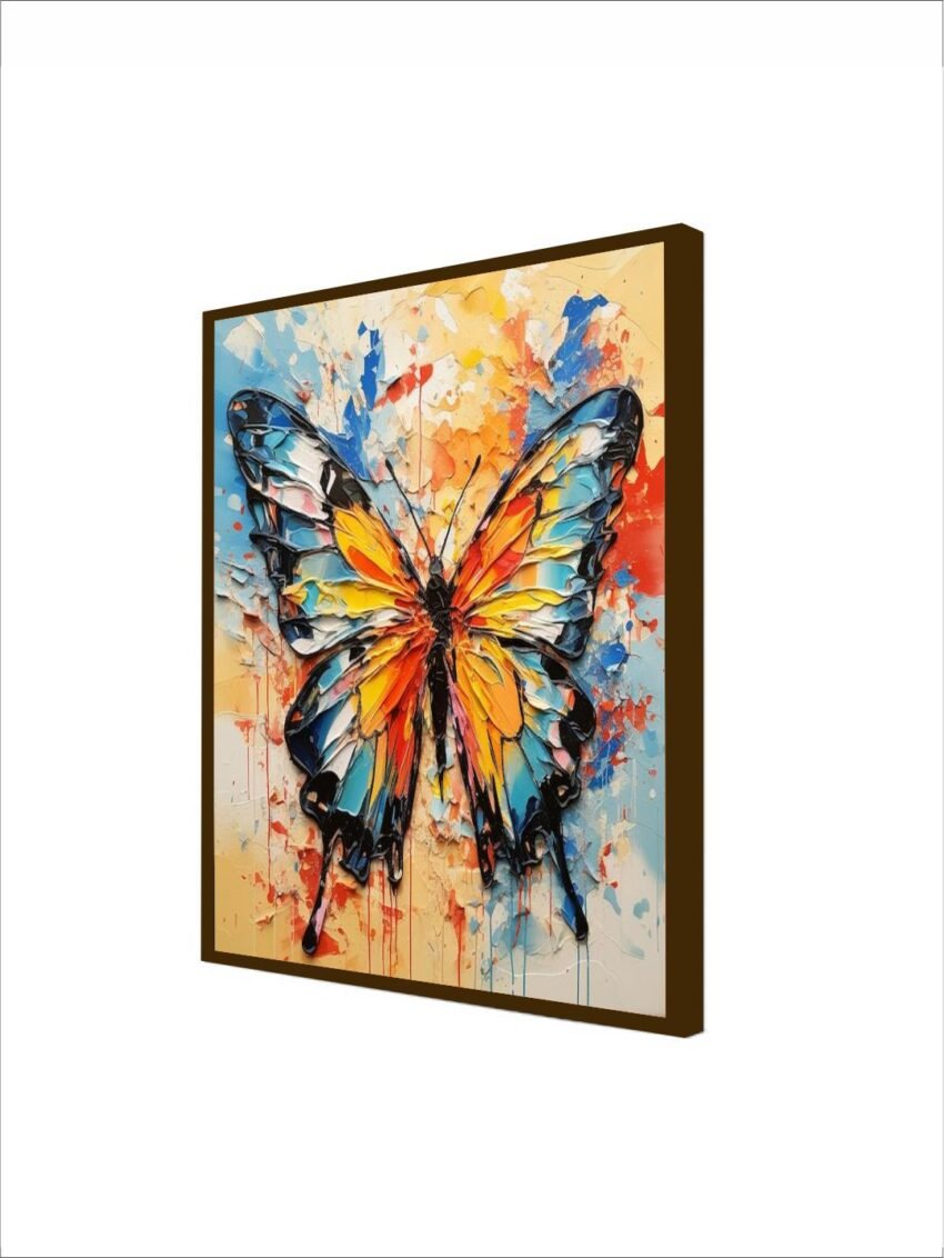 Artsense Painting for wall decoration Abstract wall painting for living- Colorful Mix butterfly painting for home decoration with frame-Multicolor/20x20 inches/(50x50 cm)