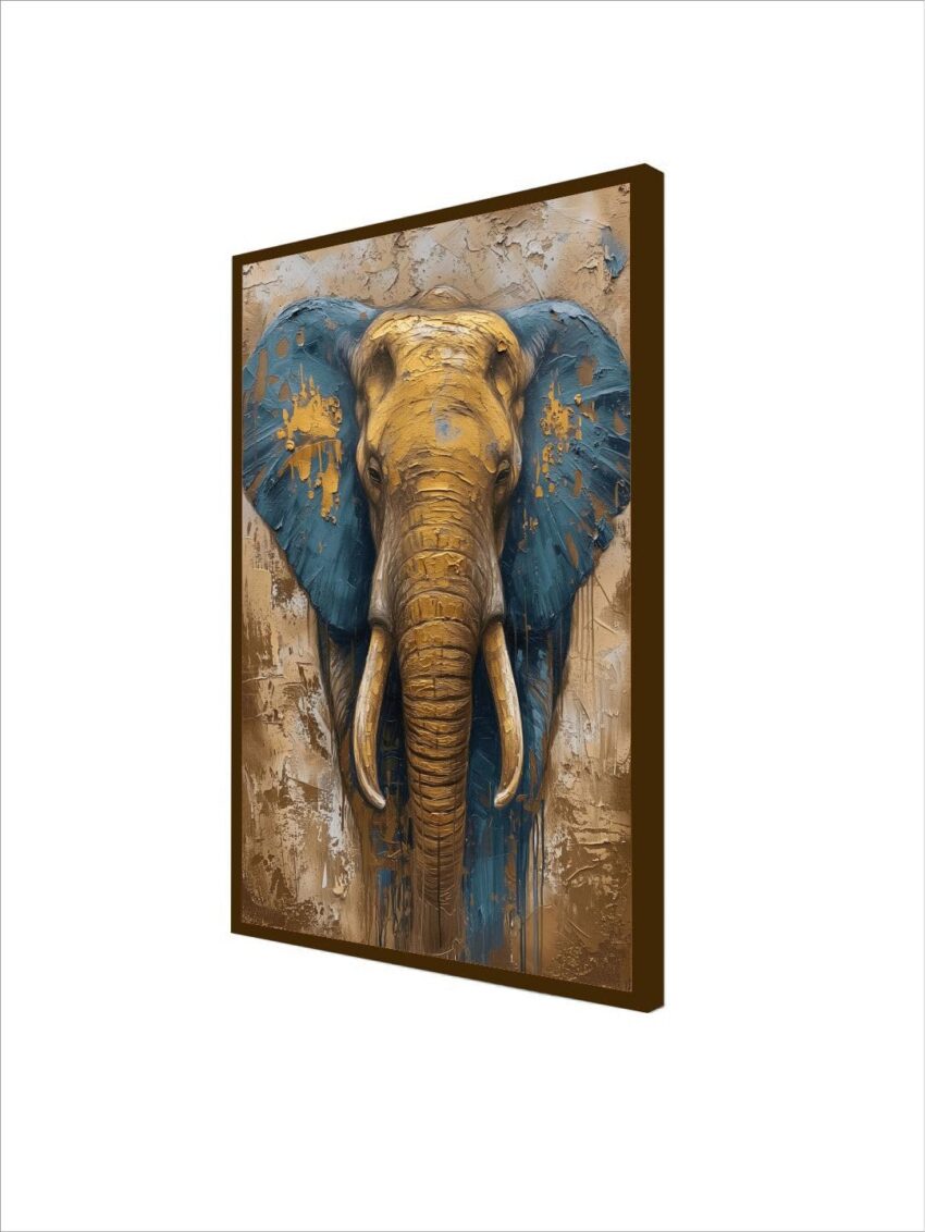 Artsense wood lucky elephant canvas wall decor art print painting with frame 20x30 inches (51x70 cm) (lucky elephant, Animal Print)