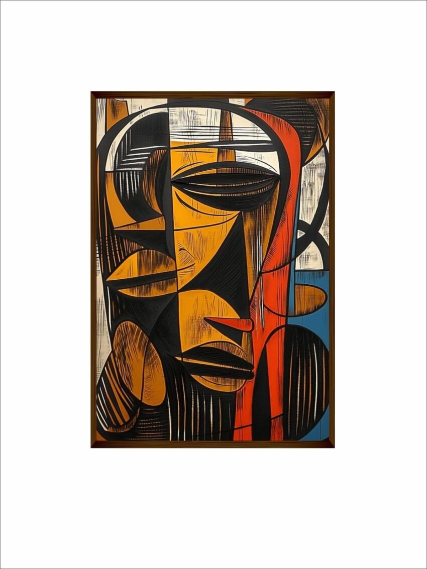 Artsense Wood african abstract For Wall Decoration Abstract Wall Painting For Living Room Big Size Painting With Frame-Multicolor -20X30 Inches/(50X71Cm)