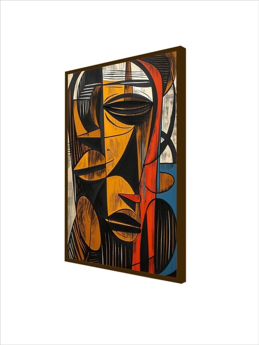 Artsense Wood african abstract For Wall Decoration Abstract Wall Painting For Living Room Big Size Painting With Frame-Multicolor -20X30 Inches/(50X71Cm)