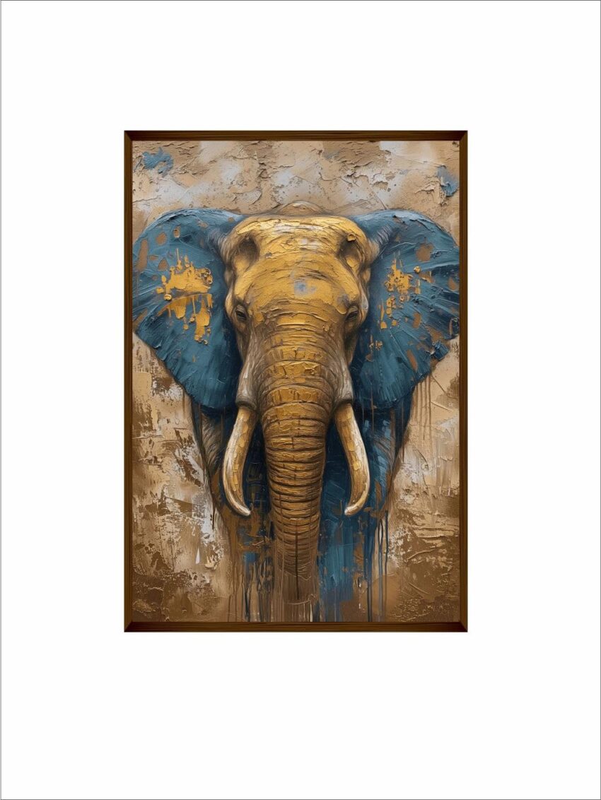 Artsense wood lucky elephant canvas wall decor art print painting with frame 20x30 inches (51x70 cm) (lucky elephant, Animal Print)