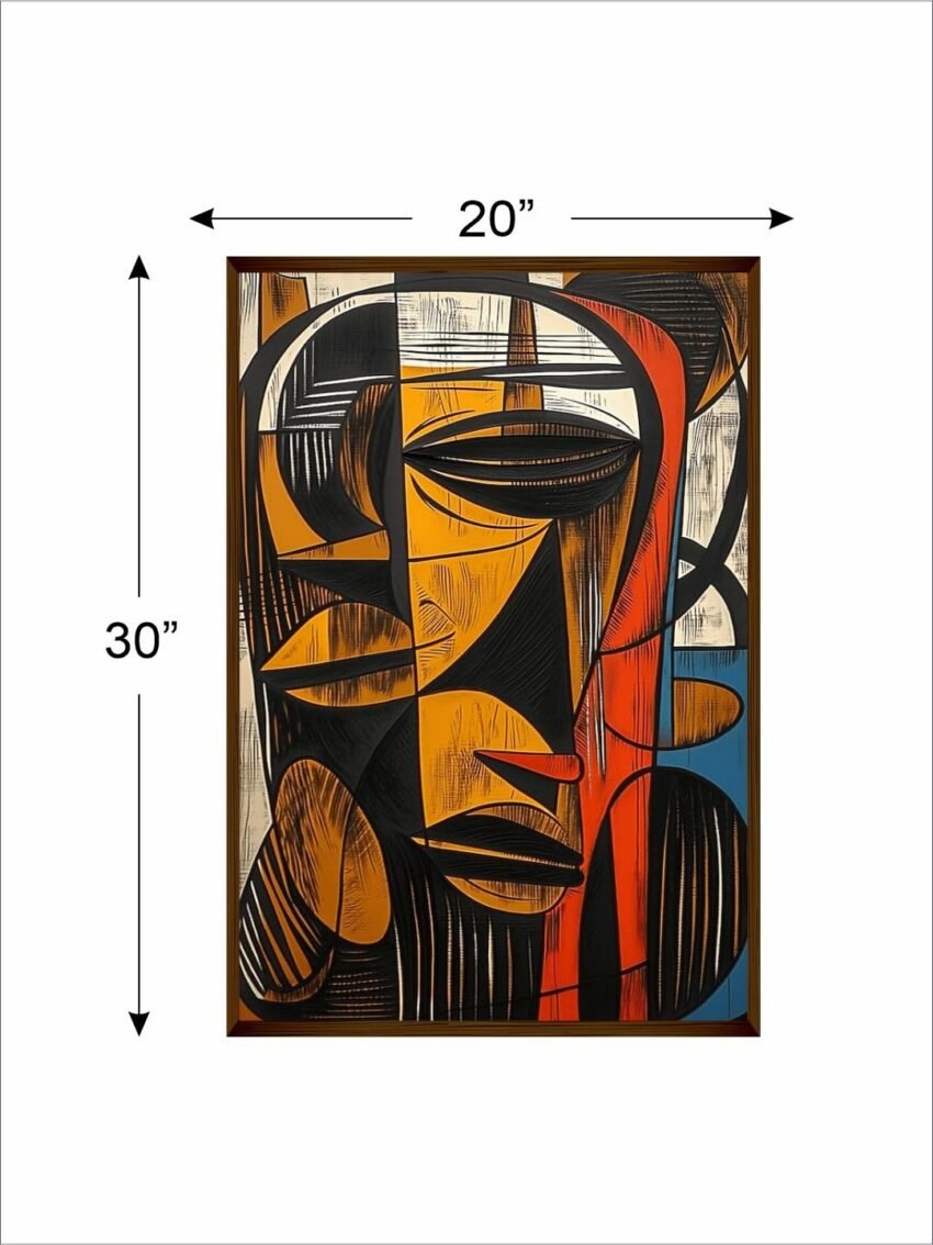 Artsense Wood african abstract For Wall Decoration Abstract Wall Painting For Living Room Big Size Painting With Frame-Multicolor -20X30 Inches/(50X71Cm)