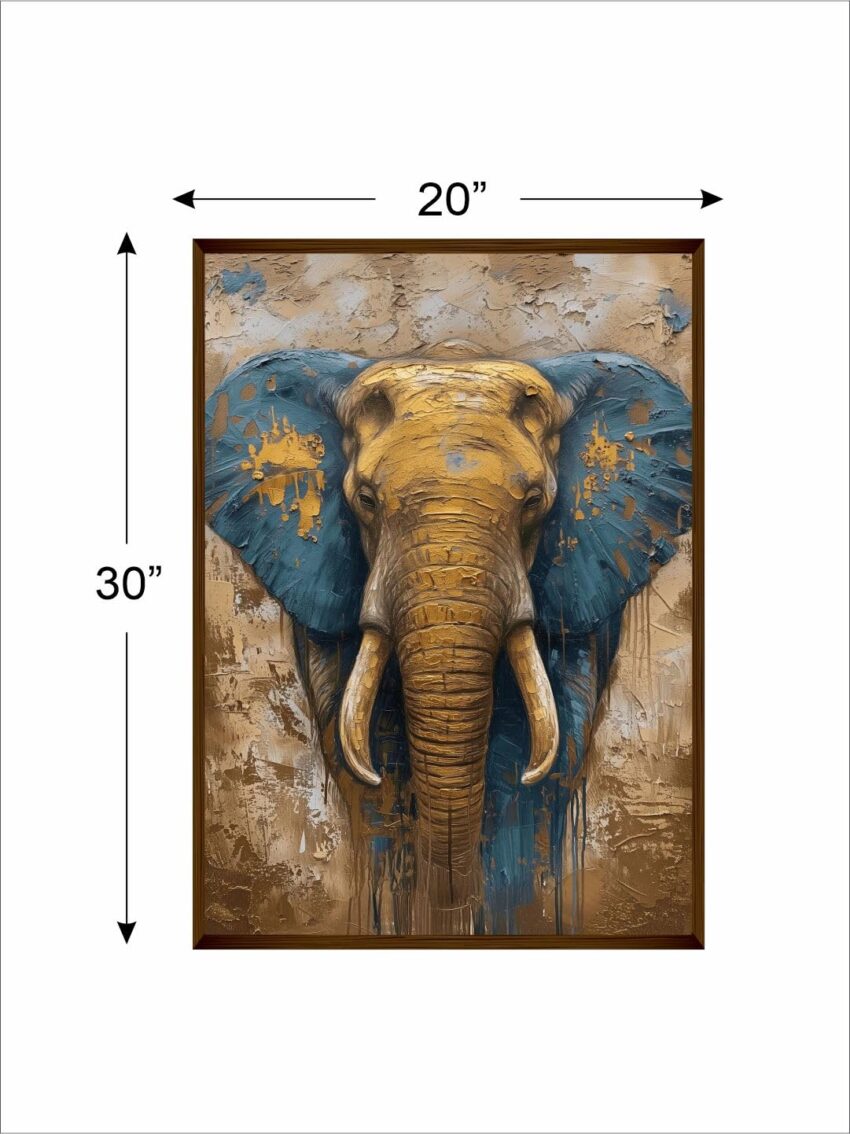 Artsense wood lucky elephant canvas wall decor art print painting with frame 20x30 inches (51x70 cm) (lucky elephant, Animal Print)