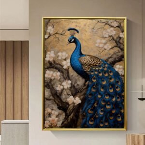 Artsense Canvas with Luxury Floating frame Beautiful Peacock Abstract Painting For Wall Decoration Wall Painting For Living Room Big Size Painting -20X30 Inches/(50X71Cm) - Image 1