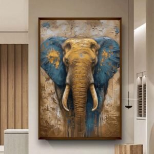Artsense wood lucky elephant canvas wall decor art print painting with frame 20x30 inches (51x70 cm) (lucky elephant, Animal Print) - Image 1