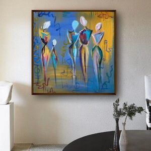 Artsense Painting for wall decoration Abstract wall painting for living- Blue Handmade style painting for home decoration with frame-Multicolor/20x20 inches/(50x50 cm) - Image 1