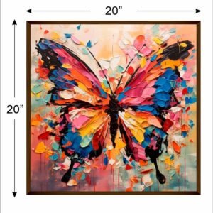 Artsense Painting for wall decoration Abstract wall painting for living- Colorful butterfly painting for home decoration with frame-Multicolor/20x20 inches/(50x50 cm) - Image 5