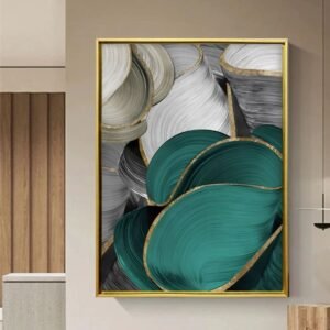Artsense Luxury Abstract Brushstroke Wall Art with Golden Floating Frame – Elegant Painting for Living Room & Office Decoration – 20x30 Inches (50x71 cm) - Image 1