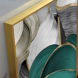 Artsense Luxury Abstract Brushstroke Wall Art with Golden Floating Frame – Elegant Painting for Living Room & Office Decoration – 20x30 Inches (50x71 cm) - Image 3