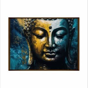 Artsense 3d look Golden Dark landscaped Buddha lucky canvas Painting for wall decoration Abstract wall painting for living room big size painting for home decoration with frame-Multicolor -20x30 inches/(50x71cm) - Image 2