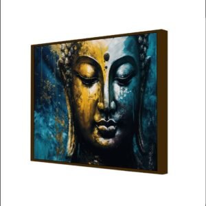 Artsense 3d look Golden Dark landscaped Buddha lucky canvas Painting for wall decoration Abstract wall painting for living room big size painting for home decoration with frame-Multicolor -20x30 inches/(50x71cm) - Image 3