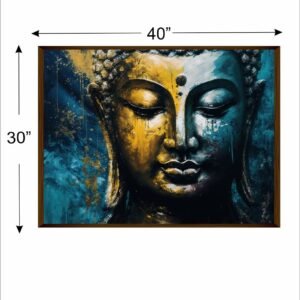 Artsense 3d look Golden Dark landscaped Buddha lucky canvas Painting for wall decoration Abstract wall painting for living room big size painting for home decoration with frame-Multicolor -20x30 inches/(50x71cm) - Image 4