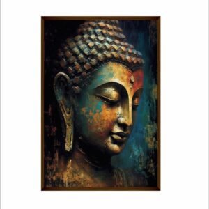 Artsense 3d look Golden Dark Buddha lucky canvas Painting for wall decoration Abstract wall painting for living room big size painting for home decoration with frame-Multicolor -20x30 inches/(50x71cm) - Image 2