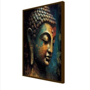 Artsense 3d look Golden Dark Buddha lucky canvas Painting for wall decoration Abstract wall painting for living room big size painting for home decoration with frame-Multicolor -20x30 inches/(50x71cm) - Image 3