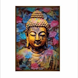 Artsense 3d look colourful spiritual Buddha lucky canvas Painting for wall decoration Abstract wall painting for living room big size painting for home decoration with frame-Multicolor -20x30 inches/(50x71cm) - Image 2