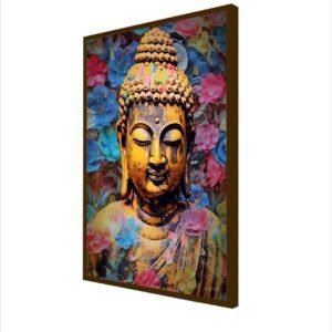Artsense 3d look colourful spiritual Buddha lucky canvas Painting for wall decoration Abstract wall painting for living room big size painting for home decoration with frame-Multicolor -20x30 inches/(50x71cm) - Image 3