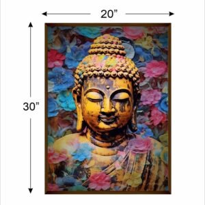 Artsense 3d look colourful spiritual Buddha lucky canvas Painting for wall decoration Abstract wall painting for living room big size painting for home decoration with frame-Multicolor -20x30 inches/(50x71cm) - Image 5