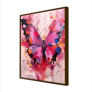 Artsense Painting for wall decoration Abstract wall painting for living- Pink butterfly painting for home decoration with frame-Multicolor/20x20 inches/(50x50 cm) - Image 3