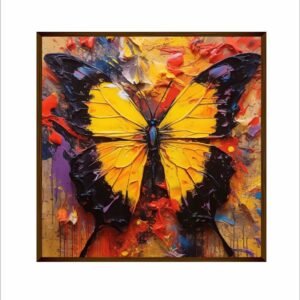 Artsense Painting for wall decoration Abstract wall painting for living- Golden butterfly painting for home decoration with frame-Multicolor/20x20 inches/(50x50 cm) - Image 2