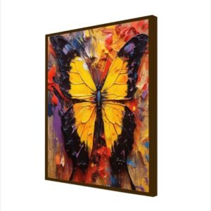Artsense Painting for wall decoration Abstract wall painting for living- Golden butterfly painting for home decoration with frame-Multicolor/20x20 inches/(50x50 cm) - Image 3