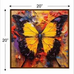 Artsense Painting for wall decoration Abstract wall painting for living- Golden butterfly painting for home decoration with frame-Multicolor/20x20 inches/(50x50 cm) - Image 4