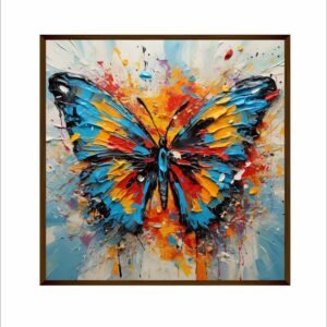 Artsense Painting for wall decoration Abstract wall painting for living- Blue Mix butterfly painting for home decoration with frame-Multicolor/20x20 inches/(50x50 cm) - Image 2