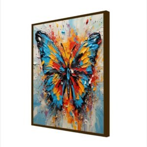 Artsense Painting for wall decoration Abstract wall painting for living- Blue Mix butterfly painting for home decoration with frame-Multicolor/20x20 inches/(50x50 cm) - Image 3