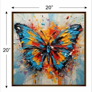 Artsense Painting for wall decoration Abstract wall painting for living- Blue Mix butterfly painting for home decoration with frame-Multicolor/20x20 inches/(50x50 cm) - Image 4
