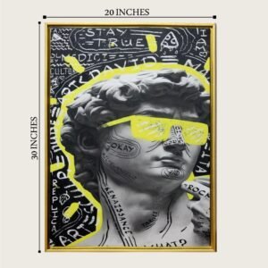 Artsense David of Michelangelo Luxury Painting for Wall Decoration | Golden Floating Frame Wall Art for Living Room | Aesthetic Framed Big Size Painting - Multicolor - 20x30 Inches/(50x71cm) - Image 4