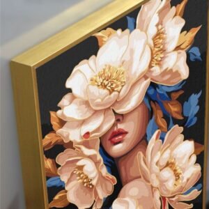 Artsense Floral Lady Luxury Wall Art with Golden Floating Frame – Abstract Painting for Room Decoration – 20x30 Inches (50x71 cm) - Image 5