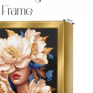 Artsense Floral Lady Luxury Wall Art with Golden Floating Frame – Abstract Painting for Room Decoration – 20x30 Inches (50x71 cm) - Image 3