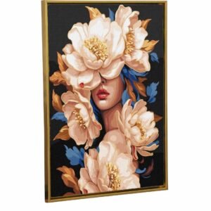 Artsense Floral Lady Luxury Wall Art with Golden Floating Frame – Abstract Painting for Room Decoration – 20x30 Inches (50x71 cm) - Image 4