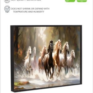 Artsense 7 Horses Running Canvas Wall Art with Floating Frame | Vastu Lucky Painting 24x36 Inches (60x90 cm) | Large Framed Wall Decor for Living Room, Bedroom & Office - Image 4