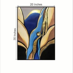 Artsense Abstract Modern Canvas Wall Art | Blue & Golden Textured Look Painting 20x30 Inches (50x75 cm) | Framed Wall art print with frame - for Living Room, Bedroom Office - Image 4