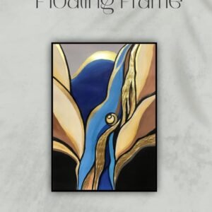 Artsense Abstract Modern Canvas Wall Art | Blue & Golden Textured Look Painting 20x30 Inches (50x75 cm) | Framed Wall art print with frame - for Living Room, Bedroom Office - Image 2