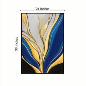 Artsense Golden blue Flow Abstract | 24x36 Inch Canvas Wall Art | Navy Blue & Gold Minimalist Design | Black Floating Frame | Premium Modern Decor (dark blue) - Image 5