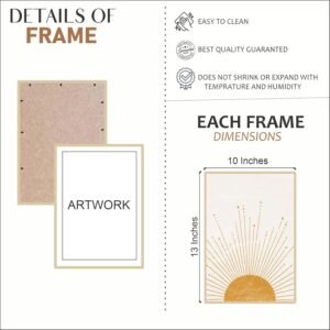Artsense Modern Abstract Vinyl Wall Art Set of 6 Frames – 10x13 Inches (25x33 cm Each) – Minimalist Sun, Leaf & Pattern Design for Bedroom, Living Room, Home & Office Decor – Plexi Glass Protected, Ready to Hang - Image 4