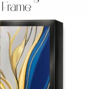 Artsense Golden blue Flow Abstract | 24x36 Inch Canvas Wall Art | Navy Blue & Gold Minimalist Design | Black Floating Frame | Premium Modern Decor (dark blue) - Image 3