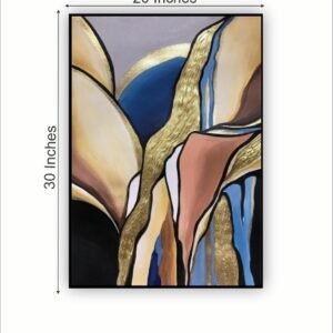 Artsense Luxury Abstract Canvas Wall Art | Blue & Golden Textured Modern Painting | 20x30 Inches (50x75 cm) Framed Wall Decor for Living Room, Bedroom & Office - Image 1