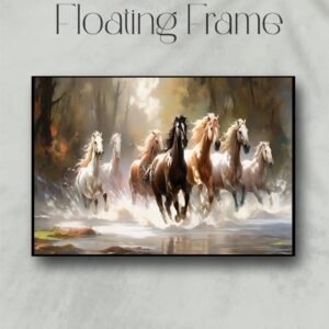 Artsense 7 Horses Running Canvas Wall Art with Floating Frame | Vastu Lucky Painting 24x36 Inches (60x90 cm) | Large Framed Wall Decor for Living Room, Bedroom & Office - Image 2