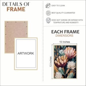 Artsense Floral Wall Art Set of 3 Frames – 10x13 Inch Botanical Flower Prints – Modern Elegant Bloom Artwork with Vibrant Colors – Framed Vinyl Prints with Plexiglass for Living Room, Bedroom & Home Decor – Ready to Hang - Image 5