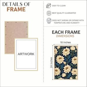Artsense Floral Wall Art Set of 3 Frames – Large Botanical Lotus & Blue Flower Prints – Traditional Indian Style Artwork – Framed Vinyl Paintings with Plexiglass for Living Room, Bedroom & Home Decor – Ready to Hang (10x13) - Image 5