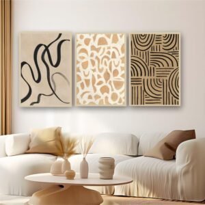 Artsense Abstract Wall Art Set of 3 Frames - Large Modern Minimalist Geometric Line & Shape Prints – Framed Vinyl Artwork with Plexiglass for Living Room, Bedroom, Office & Home Decor – Ready to Hang (10x13 In) - Image 1