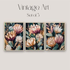 Artsense Floral Wall Art Set of 3 Frames – 10x13 Inch Botanical Flower Prints – Modern Elegant Bloom Artwork with Vibrant Colors – Framed Vinyl Prints with Plexiglass for Living Room, Bedroom & Home Decor – Ready to Hang - Image 3