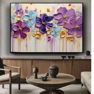 Artsense Abstract Flowers Canvas Wall Painting 24x36 Inches – Premium Wooden Frame for Living Room, Bedroom & Office – Handpainted-Style Digital Art print for Elegance & Positivity - Image 1